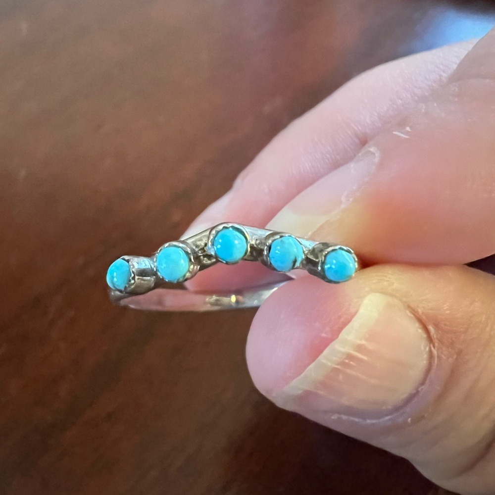 Silver And Turquoise Stacker Ring - image 1